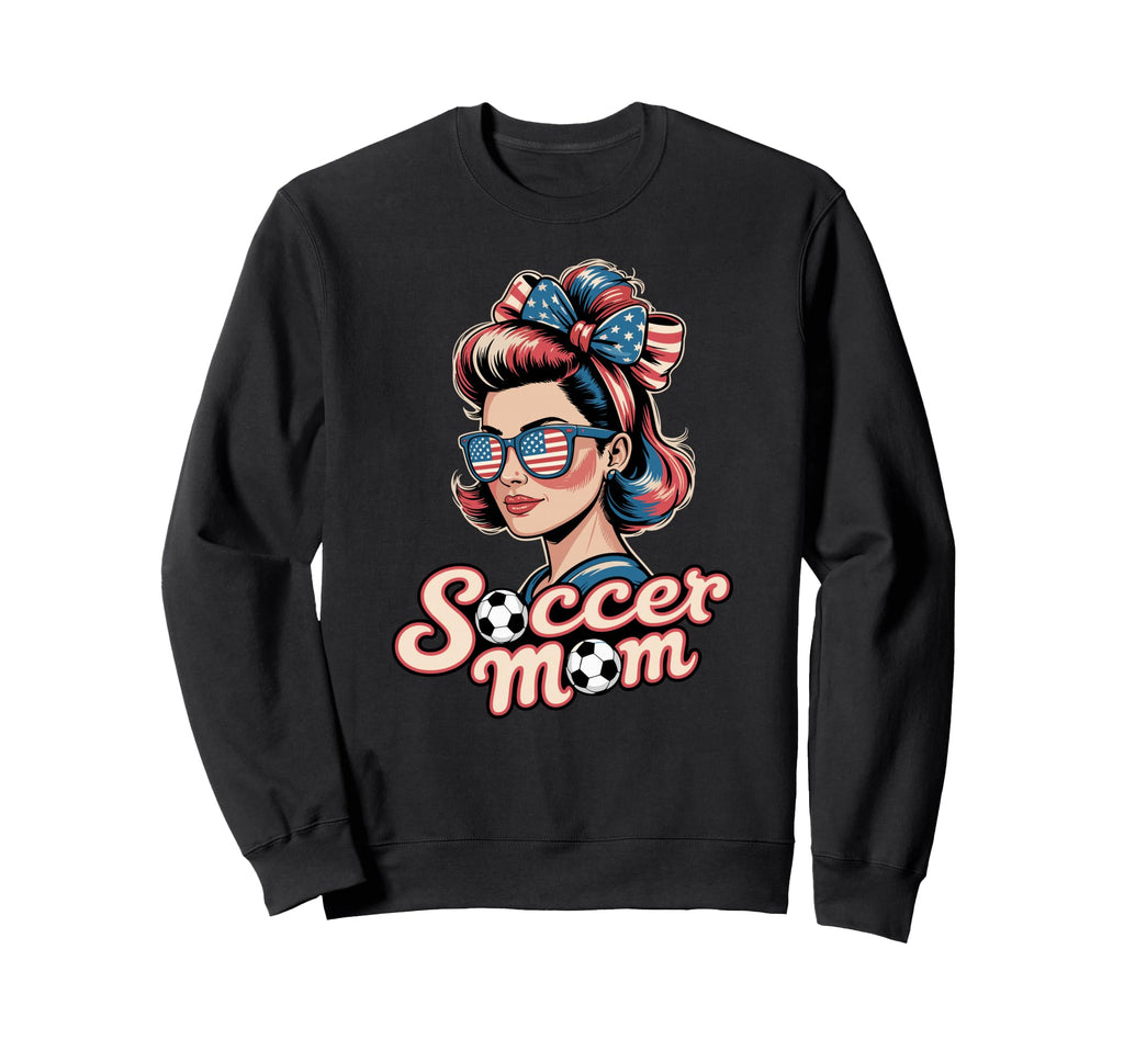Patriotic Soccer Mom American Flag Sweatshirt - Trendy Graphic Men Women - T-Shirt, Sweatshirt, Hoodie