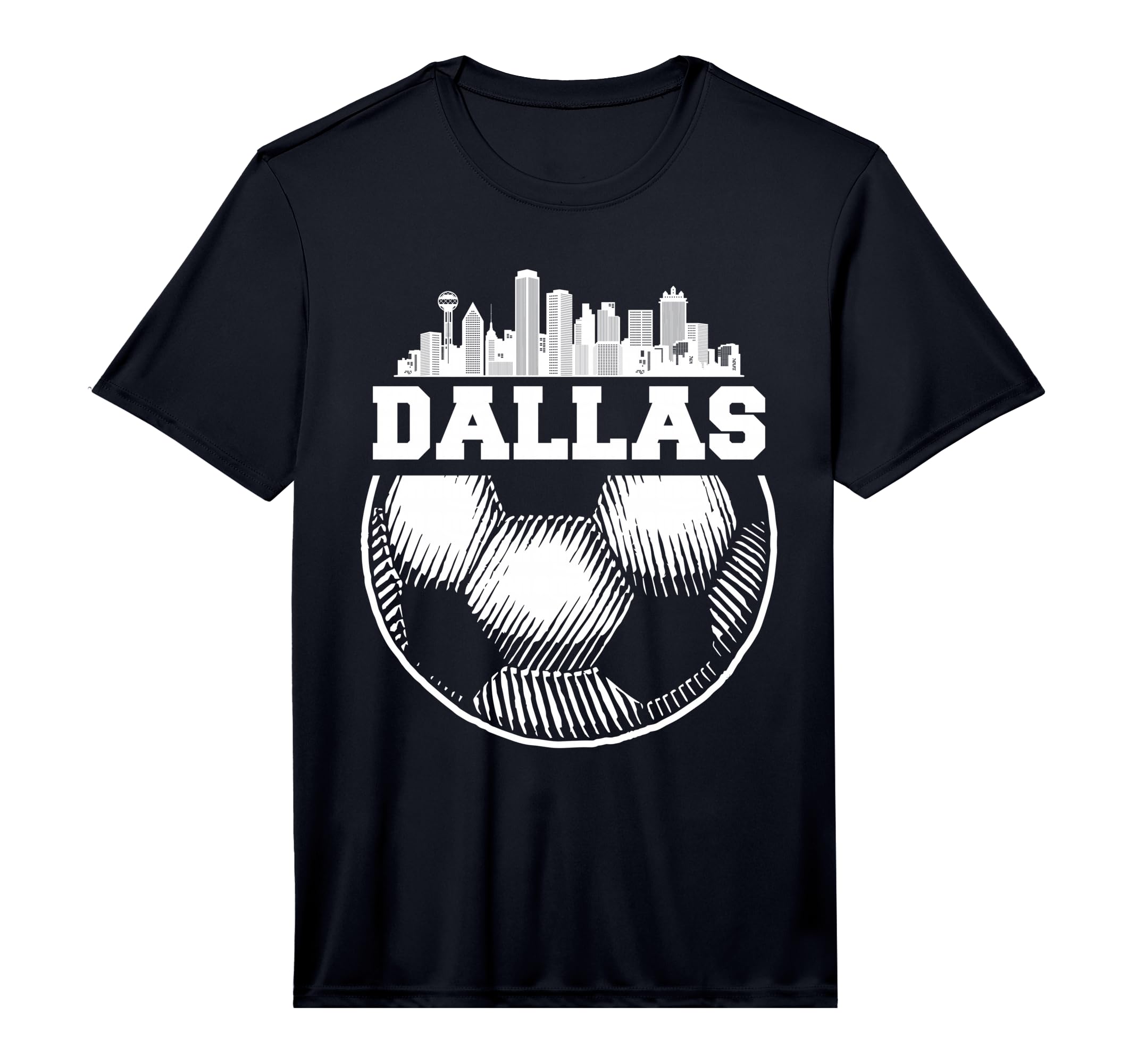 Soccer Ball Dallas City Sky Line Sports T-Shirt - Graphic Print for Adults - T-Shirt, Sweatshirt, Hoodie