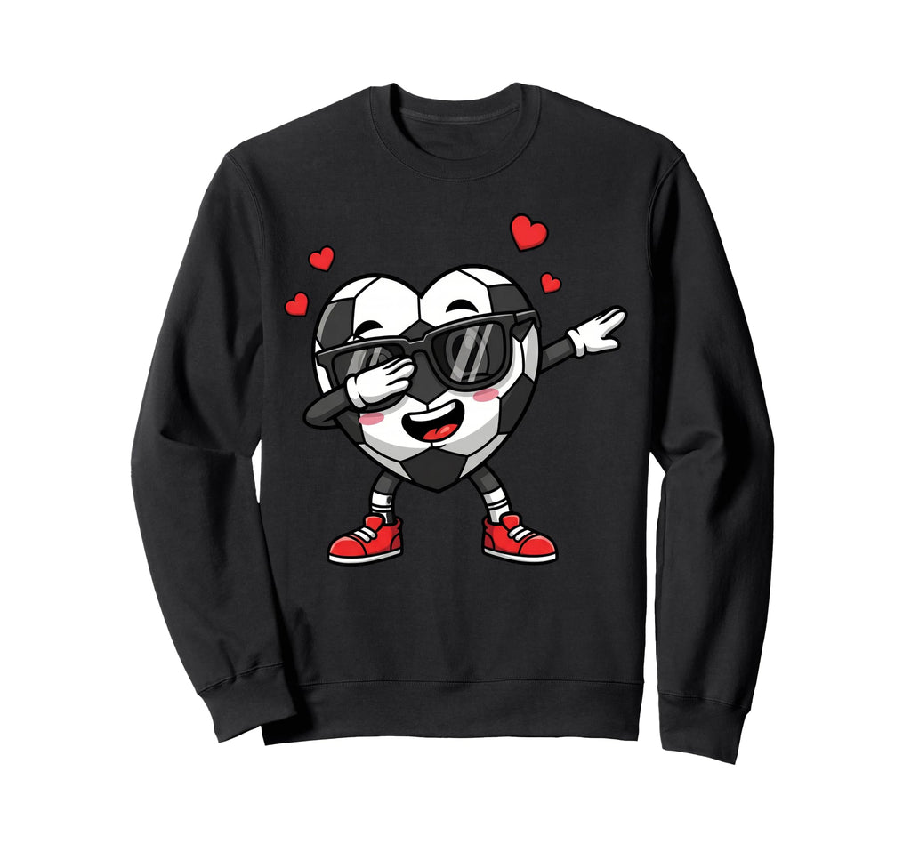 Dabbing Soccer Heart Valentine Love Sweatshirt - Custom Art Print Men Women - T-Shirt, Sweatshirt, Hoodie