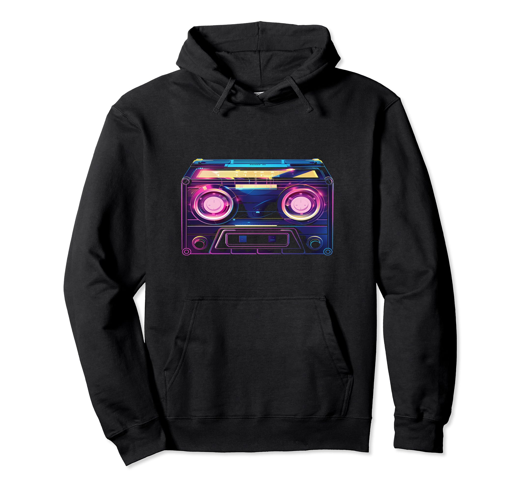 Neon Cassette Tape Hoodie - Custom Art Print Men Women - T-Shirt, Sweatshirt, Hoodie