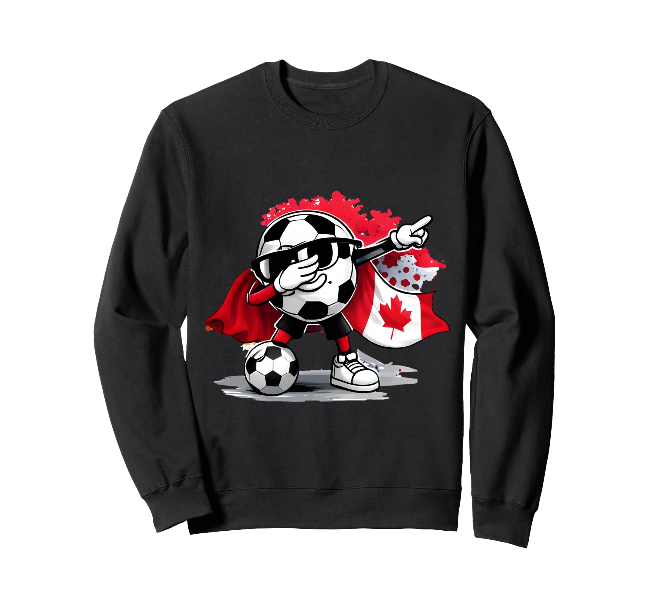 Canadian Flag Cape Dabbing Ball Sweatshirt - Unique Graphic Men Women - T-Shirt, Sweatshirt, Hoodie