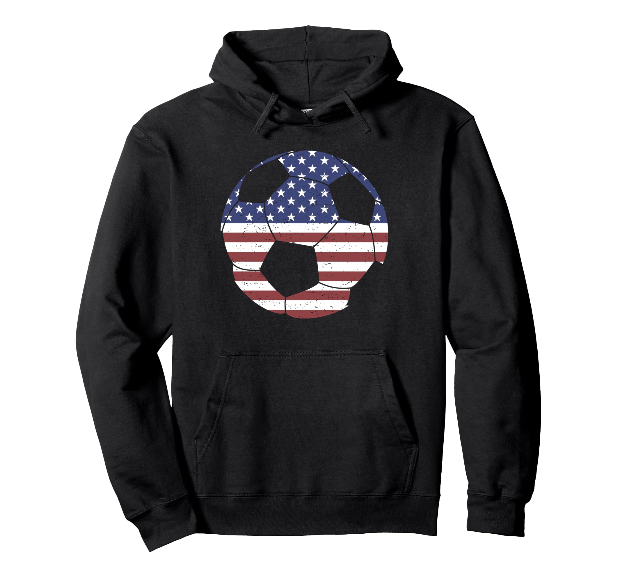 Soccer Ball Usa American Flag Hoodie - Casual Everyday Wear Men Women - T-Shirt, Sweatshirt, Hoodie