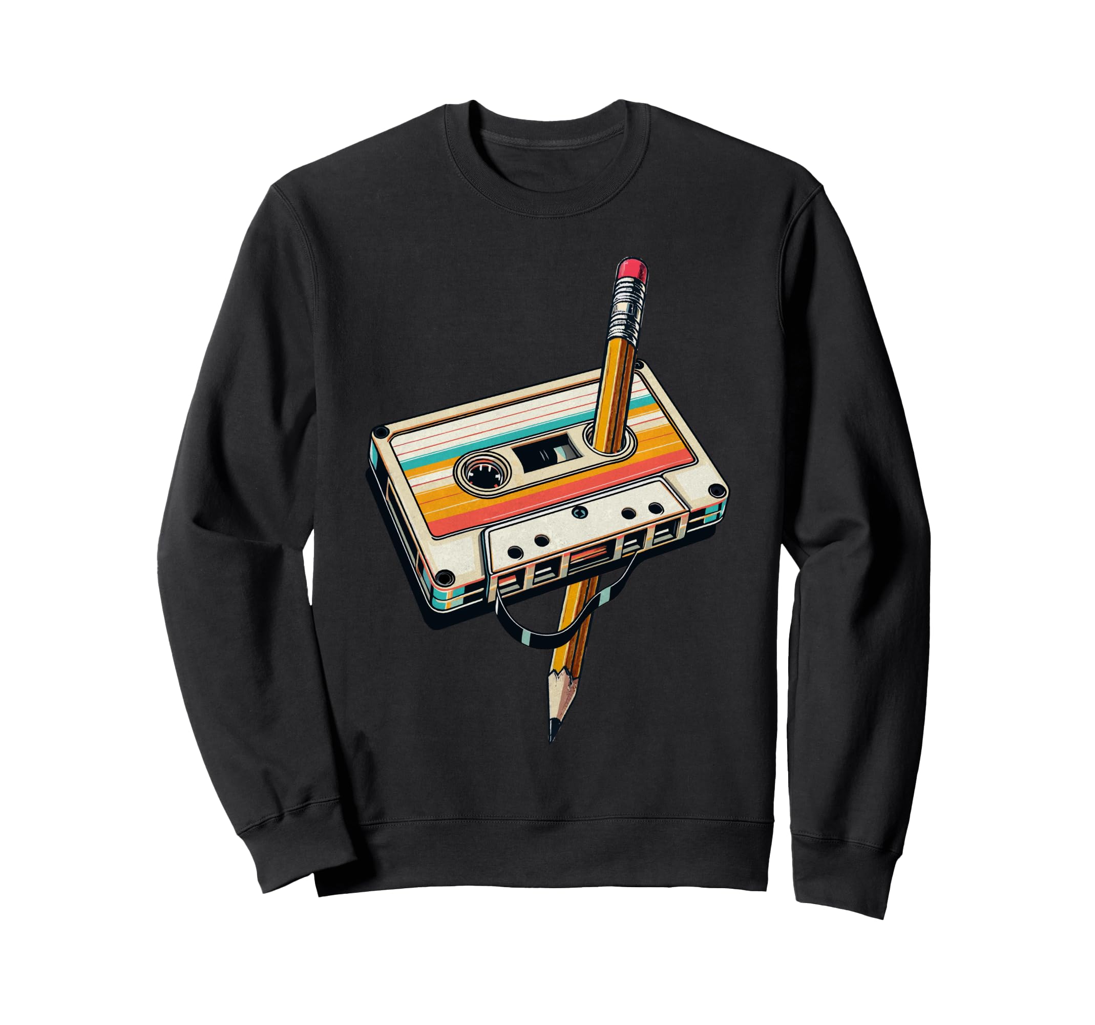 Pencil Rewind Cassette Tape Sweatshirt - Custom Art Print for Adults - T-Shirt, Sweatshirt, Hoodie