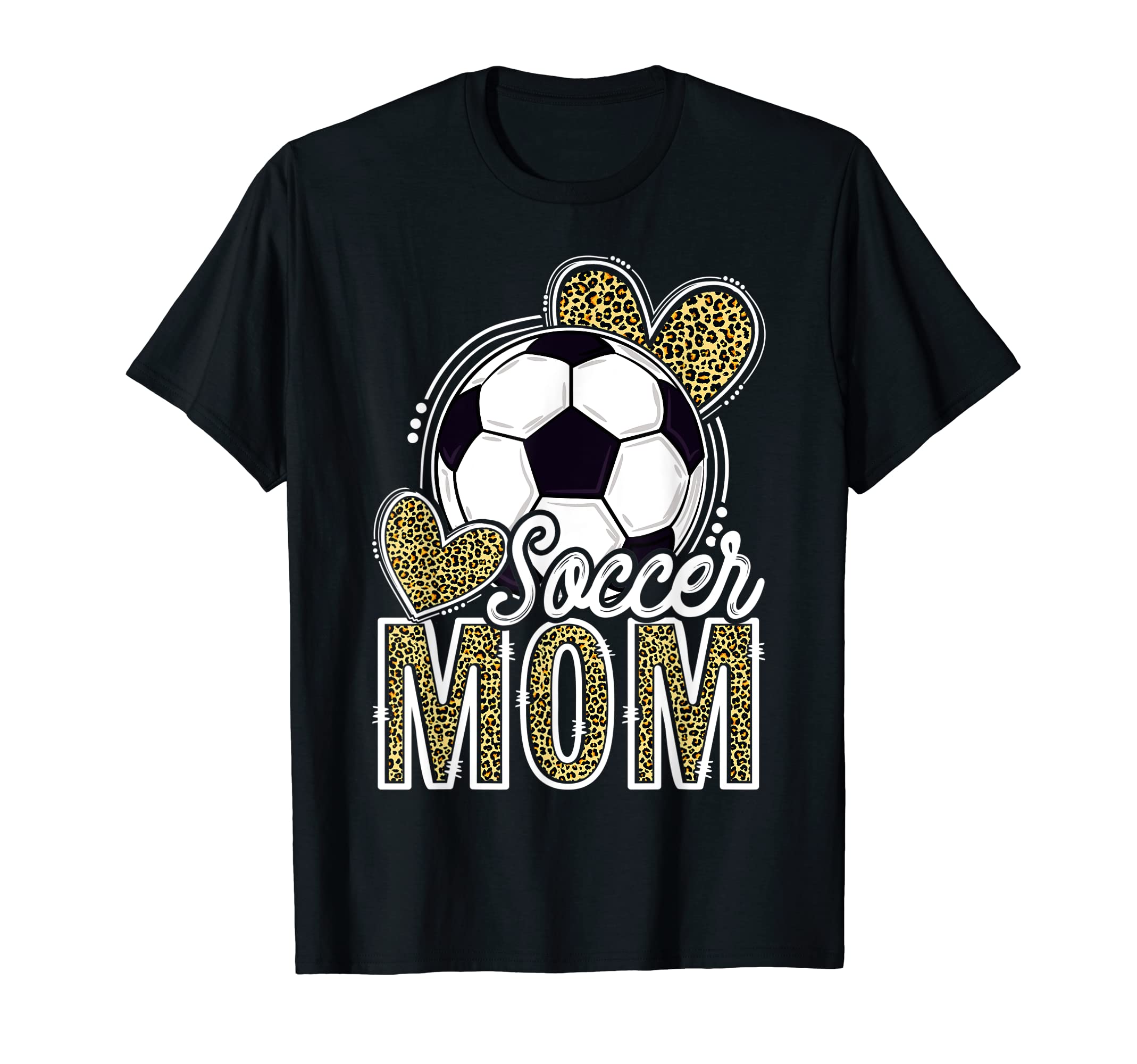 Soccer Mom Heart Leopard Funny Mothers T-Shirt - Trendy Graphic for Adults - T-Shirt, Sweatshirt, Hoodie