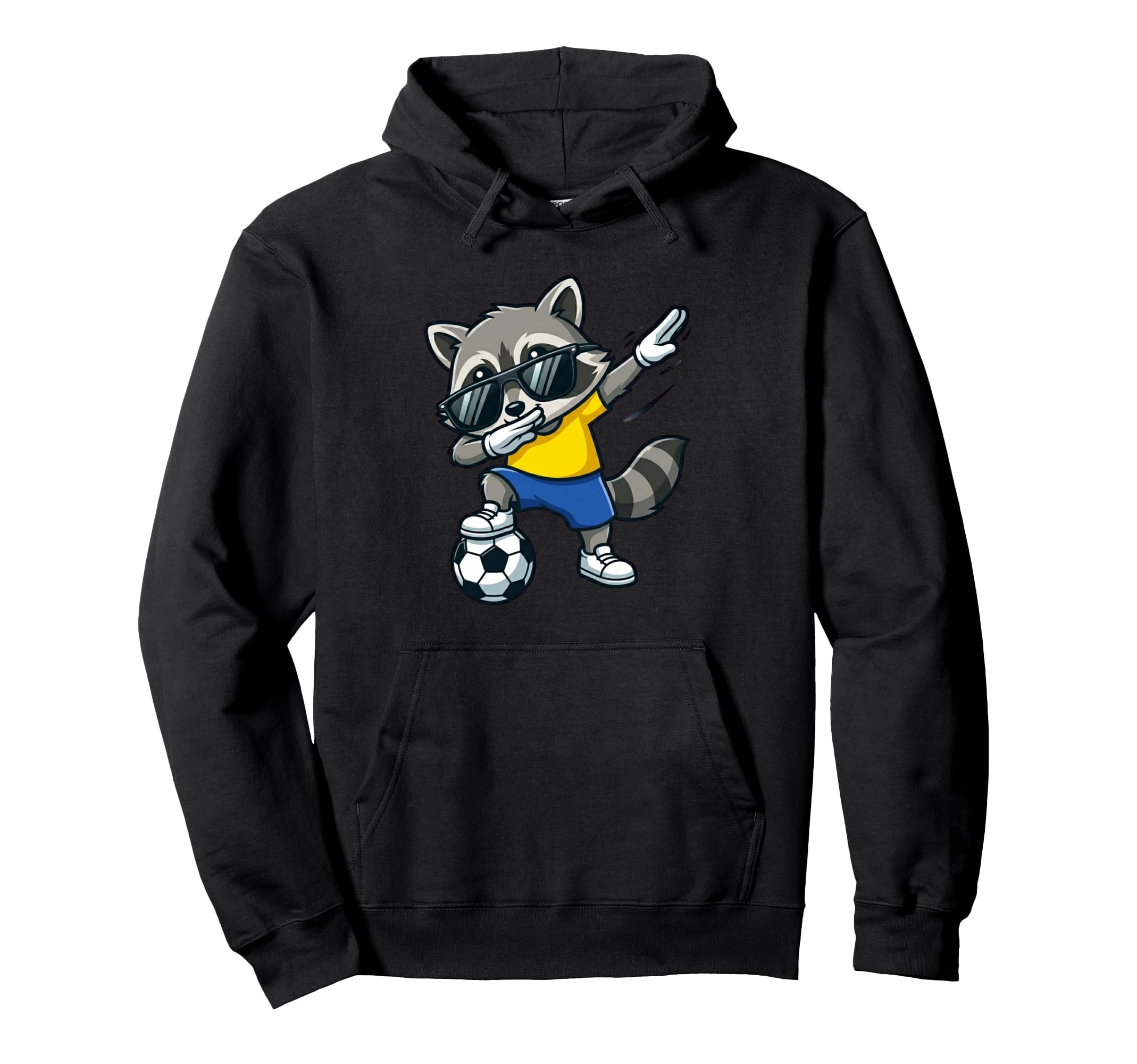 Dabbing Raccoon Soccer Player Animal Hoodie - Streetwear Style Men Women - T-Shirt, Sweatshirt, Hoodie