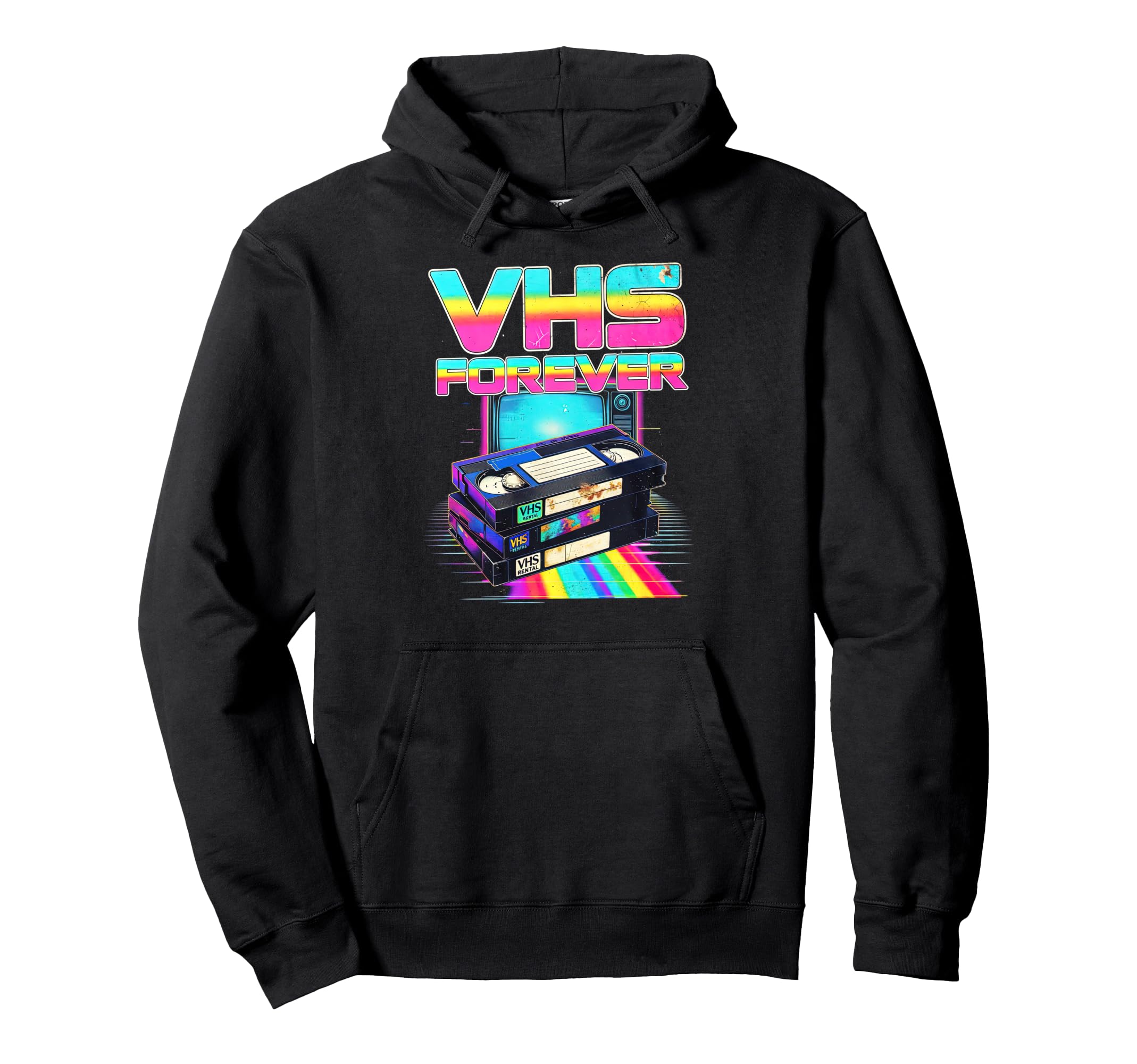 Vhs Forever 80S Rental Tapes Vaporwave Hoodie - Graphic Print Unisex - T-Shirt, Sweatshirt, Hoodie