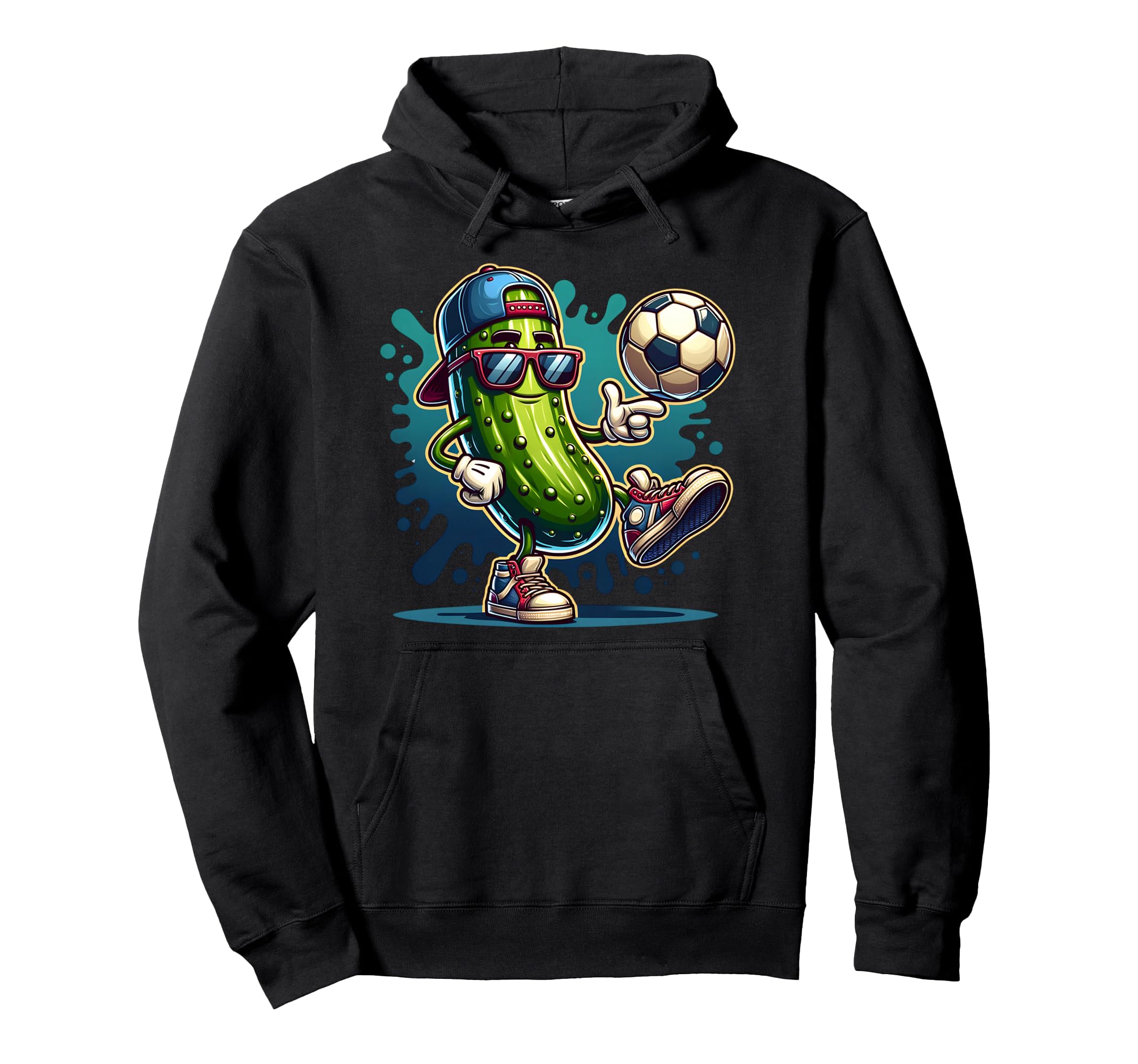 Soccer Pickle Character Shades And Cap Hoodie - Aesthetic Graphic Men Women - T-Shirt, Sweatshirt, Hoodie