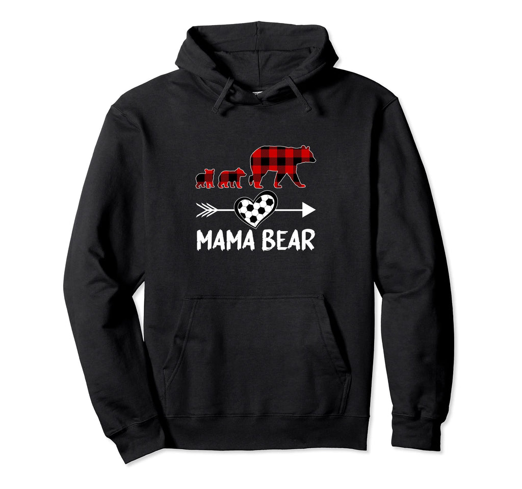 Mama Bear Red Plaid Soccer Mom Hoodie - Casual Everyday Wear Unisex - T-Shirt, Sweatshirt, Hoodie