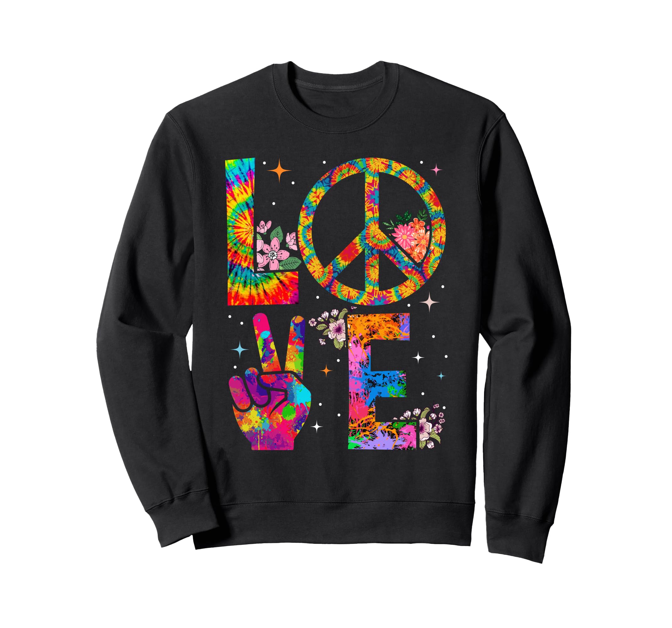 Peace Sign Love 60S 70S Tie Dye Sweatshirt - Minimalist Print for Adults - T-Shirt, Sweatshirt, Hoodie