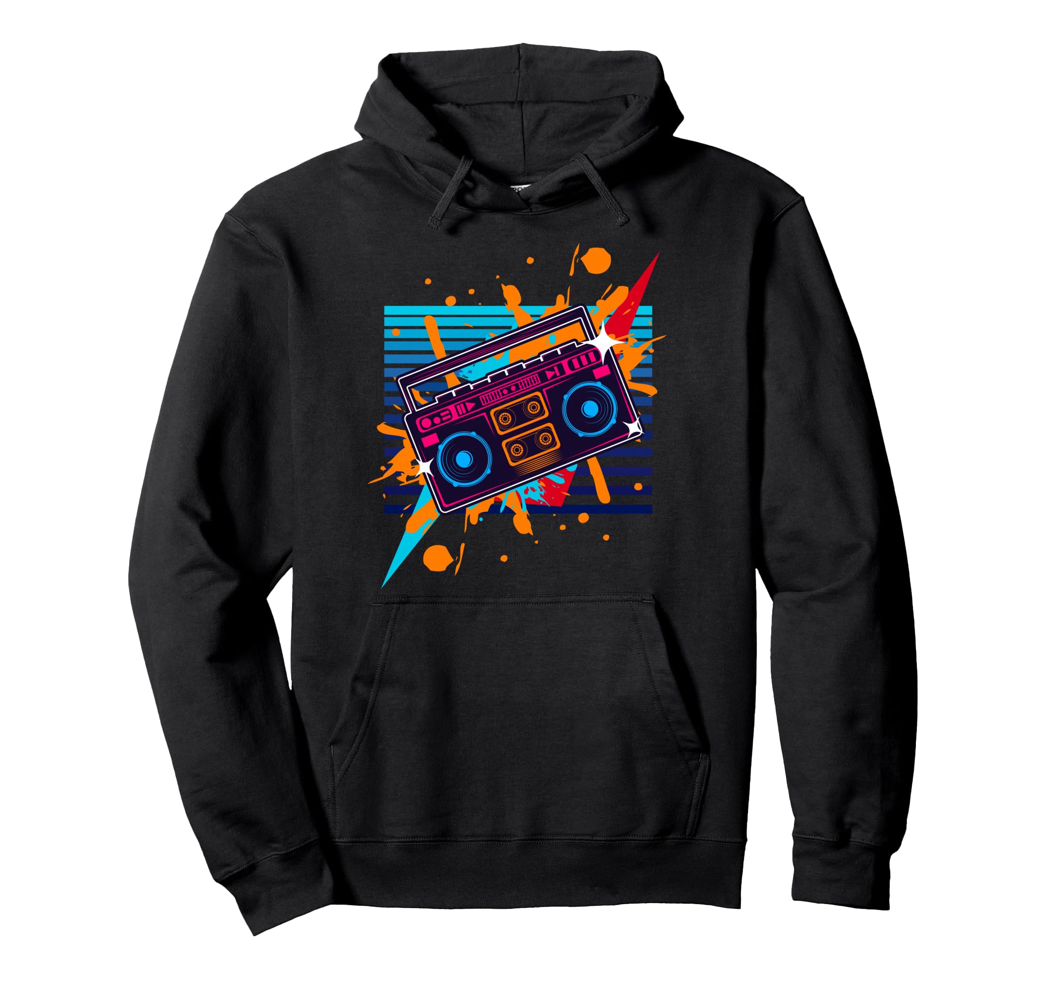 Boombox Radio Old School Hip Hop Rap Hoodie - Minimalist Print Unisex - T-Shirt, Sweatshirt, Hoodie