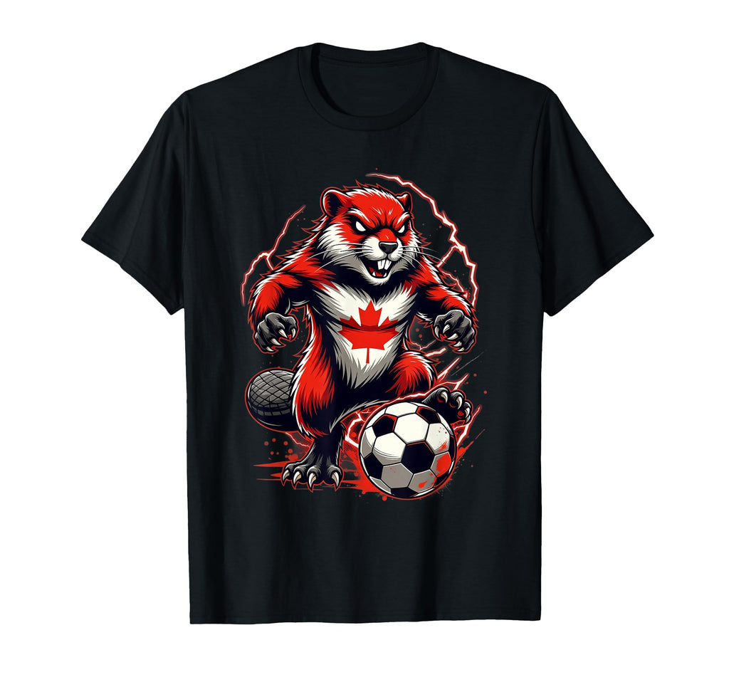 Canadian Soccer Beaver Animal Art Fan T-Shirt - Trendy Graphic for Adults - T-Shirt, Sweatshirt, Hoodie