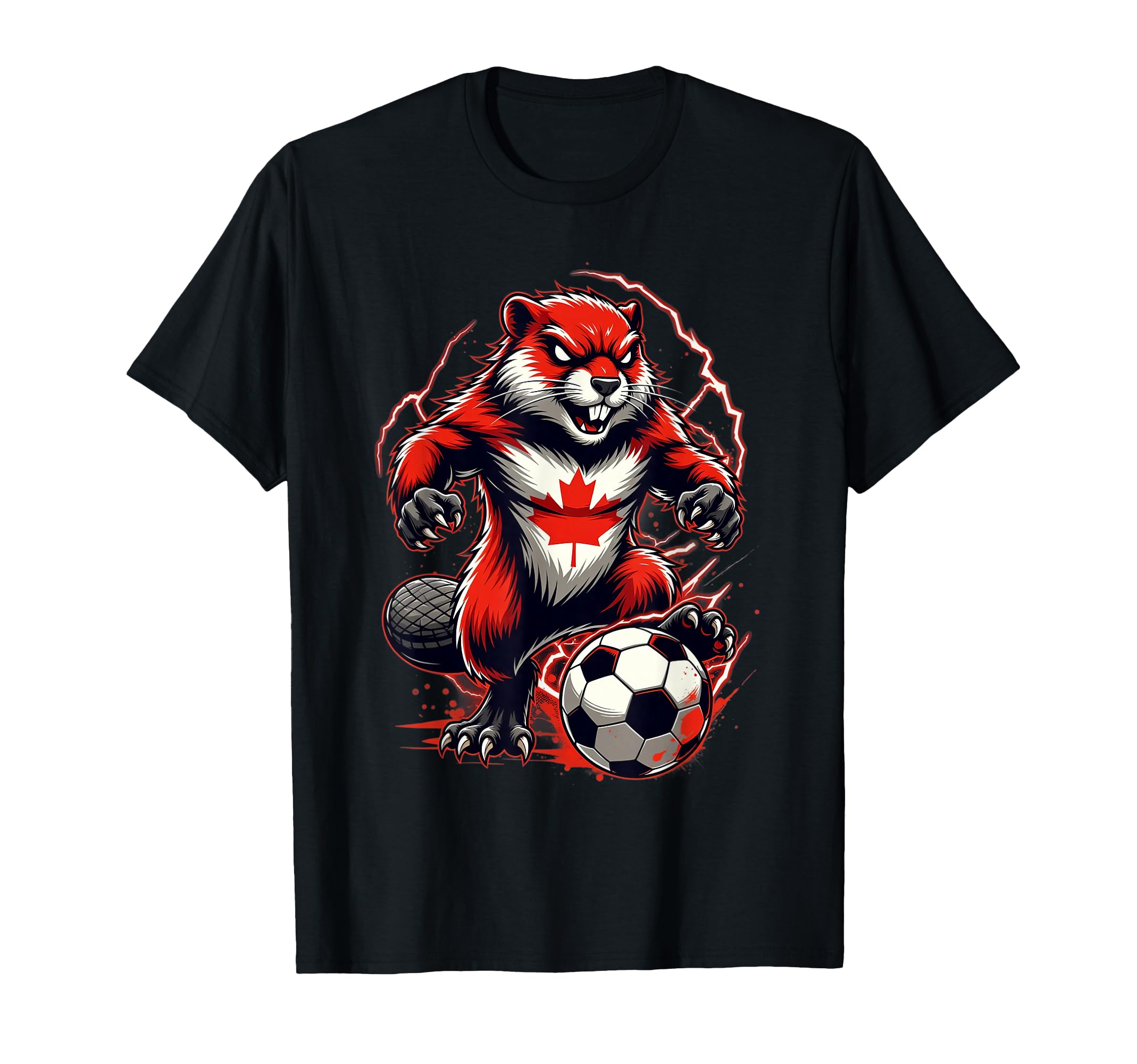 Canadian Soccer Beaver Animal Art Fan T-Shirt - Trendy Graphic for Adults - T-Shirt, Sweatshirt, Hoodie