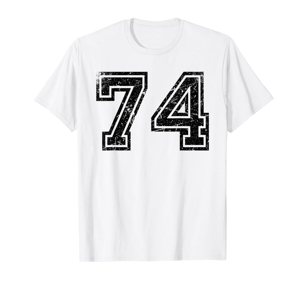 Number 74 Black Sports Team Number T-Shirt - Trendy Graphic for Adults - T-Shirt, Sweatshirt, Hoodie