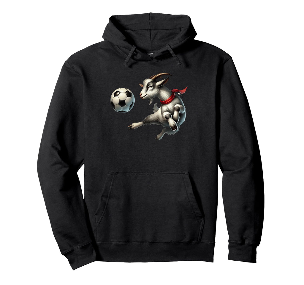 Goat Kicking Soccer Ball Funny Hoodie - Custom Art Print for Adults - T-Shirt, Sweatshirt, Hoodie