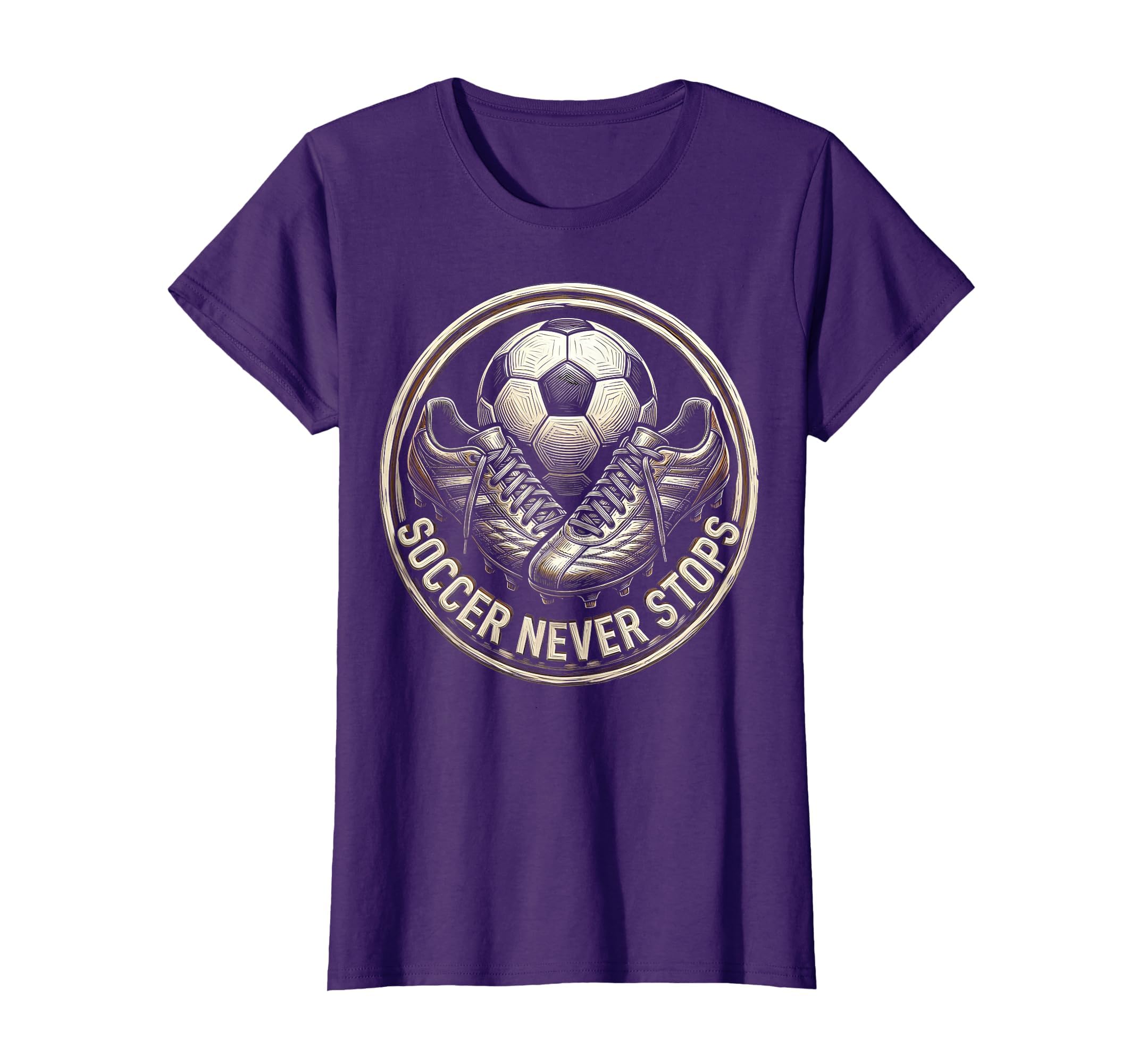 Soccer Never Stops Passionate Fan T-Shirt - Aesthetic Graphic Unisex - T-Shirt, Sweatshirt, Hoodie
