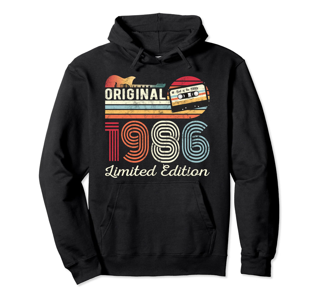 Original 1986 Birthday Guitar Musicians Hoodie - Novelty Apparel Unisex - T-Shirt, Sweatshirt, Hoodie