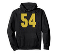 Old Gold Black Number 54 Jersey Player Hoodie - Fun Novelty Design Unisex - T-Shirt, Sweatshirt, Hoodie
