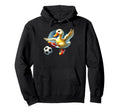 Cartoon Duck Soccer Player Kicking Ball Hoodie - Unique Graphic Men Women - T-Shirt, Sweatshirt, Hoodie
