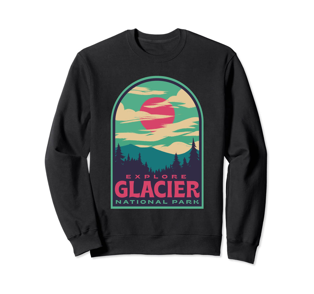 Glacier National Park Sunset Sweatshirt - Trendy Graphic Men Women - T-Shirt, Sweatshirt, Hoodie