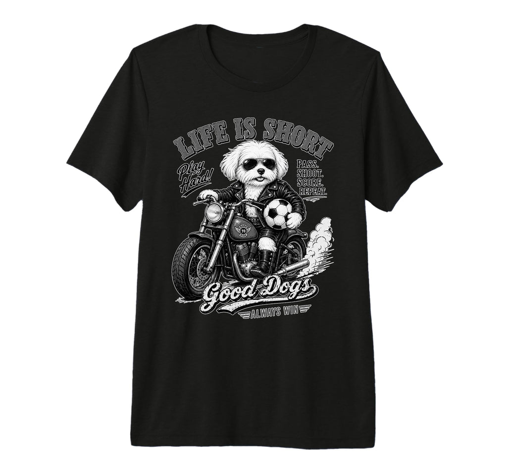 Maltese Motorbike Love Footbal T-Shirt - Casual Everyday Wear Unisex - T-Shirt, Sweatshirt, Hoodie