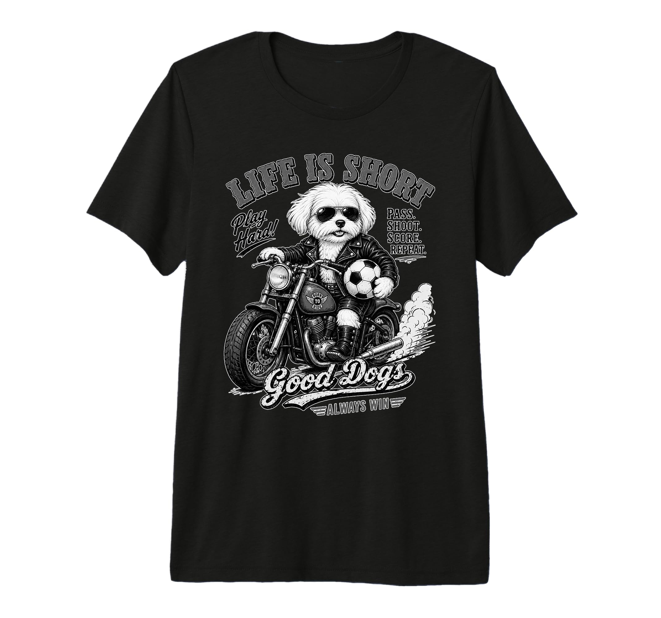 Maltese Motorbike Love Footbal T-Shirt - Casual Everyday Wear Unisex - T-Shirt, Sweatshirt, Hoodie