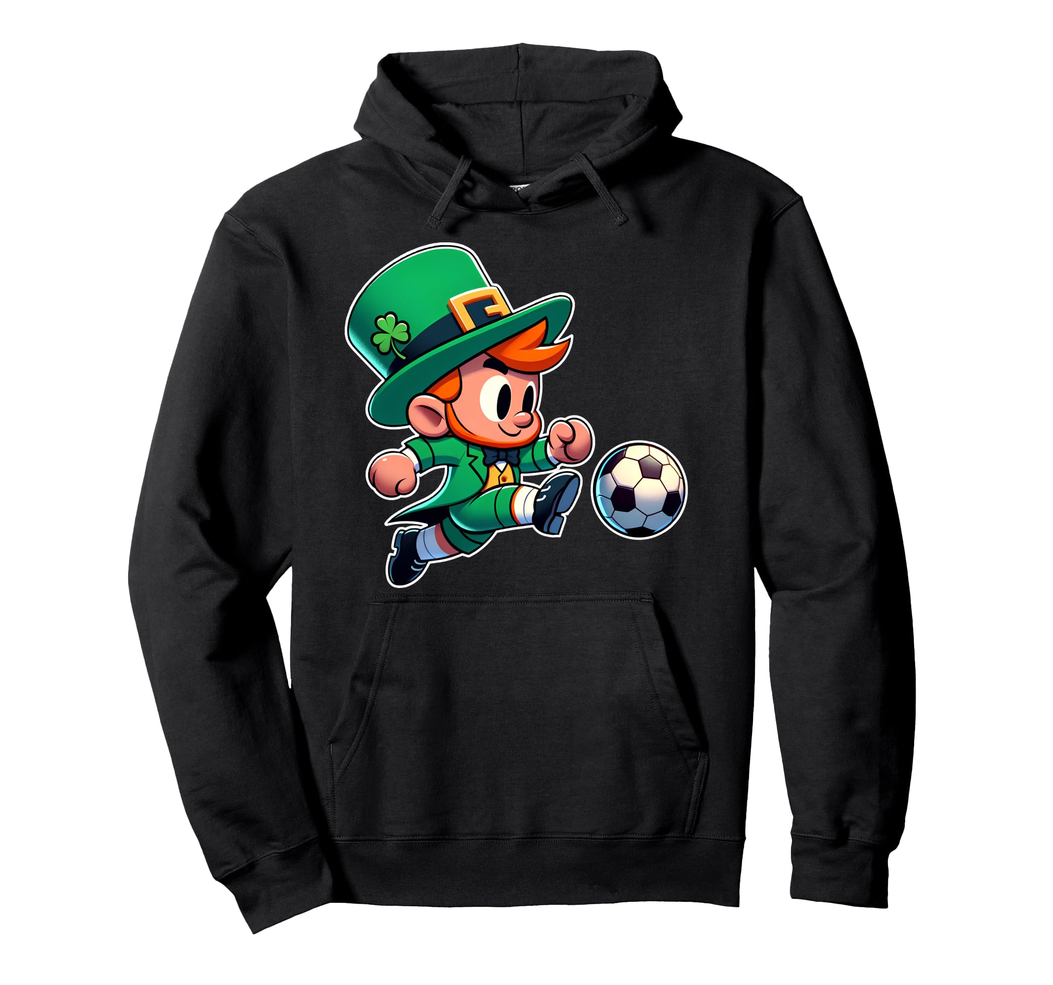 St Patricks Day Irish Leprechaun Soccer Hoodie - Novelty Apparel Men Women - T-Shirt, Sweatshirt, Hoodie
