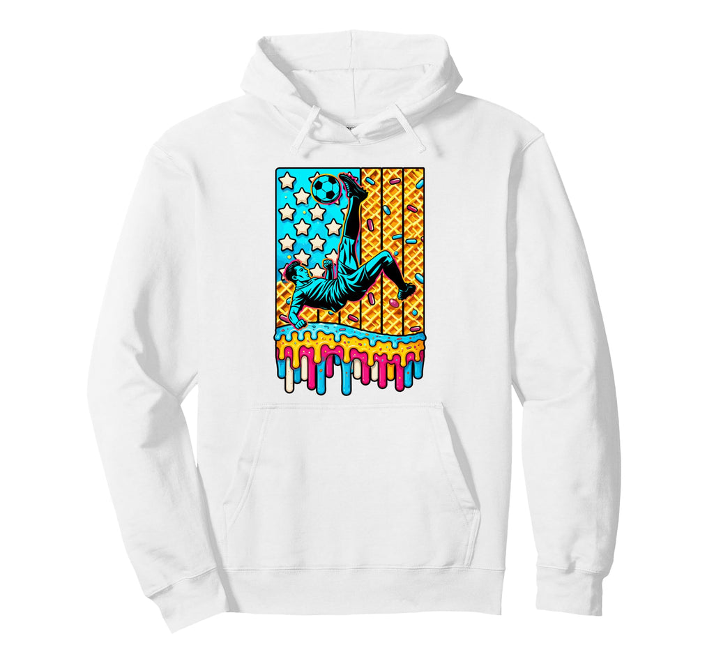 4Th July Ice Cream Drip Soccer Hoodie - Custom Art Print for Adults - T-Shirt, Sweatshirt, Hoodie