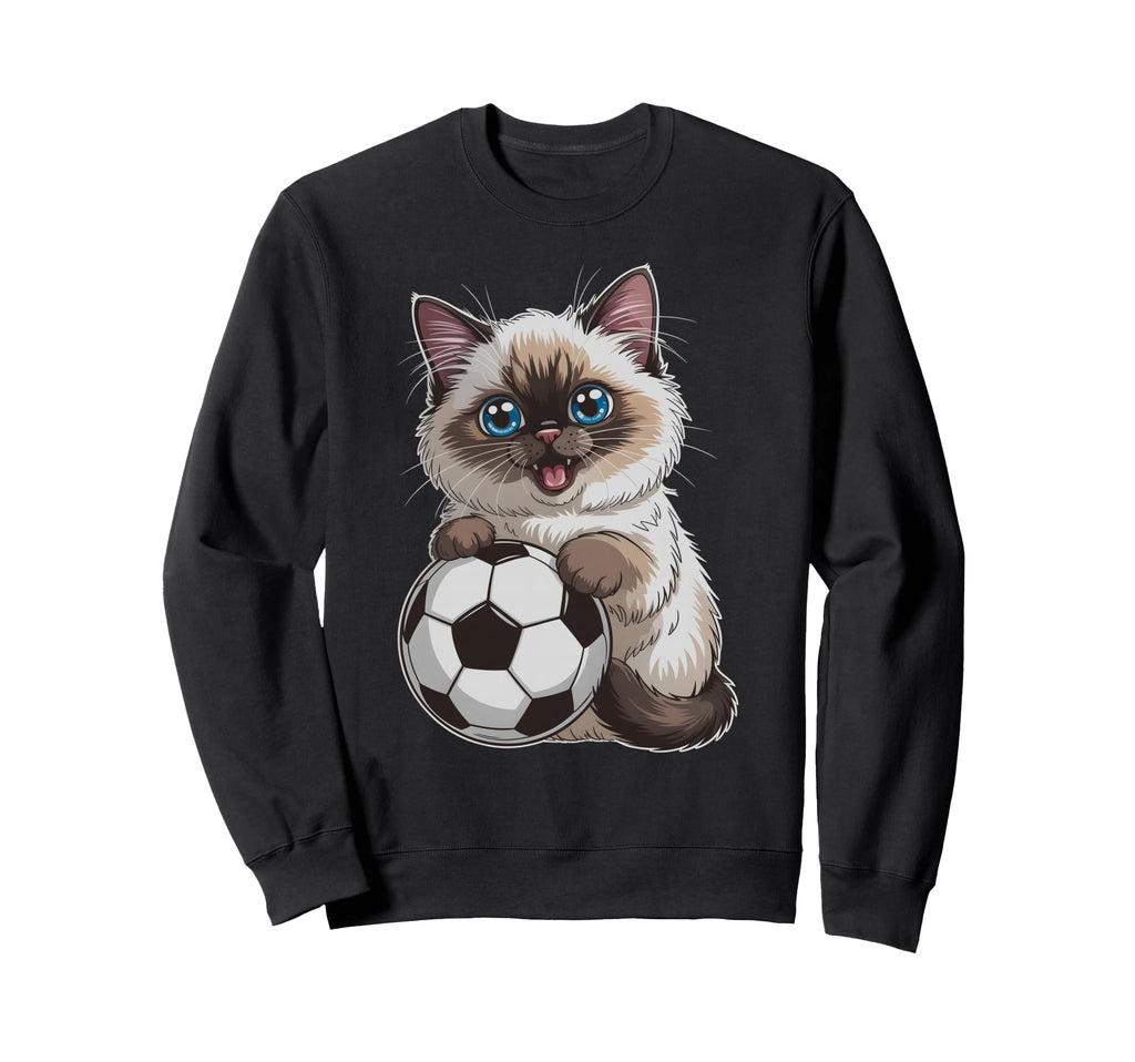 Kawaii Soccer Cat Just Who Loves Sweatshirt - Graphic Print for Adults - T-Shirt, Sweatshirt, Hoodie