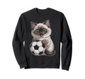 Kawaii Soccer Cat Just Who Loves Sweatshirt - Graphic Print for Adults - T-Shirt, Sweatshirt, Hoodie