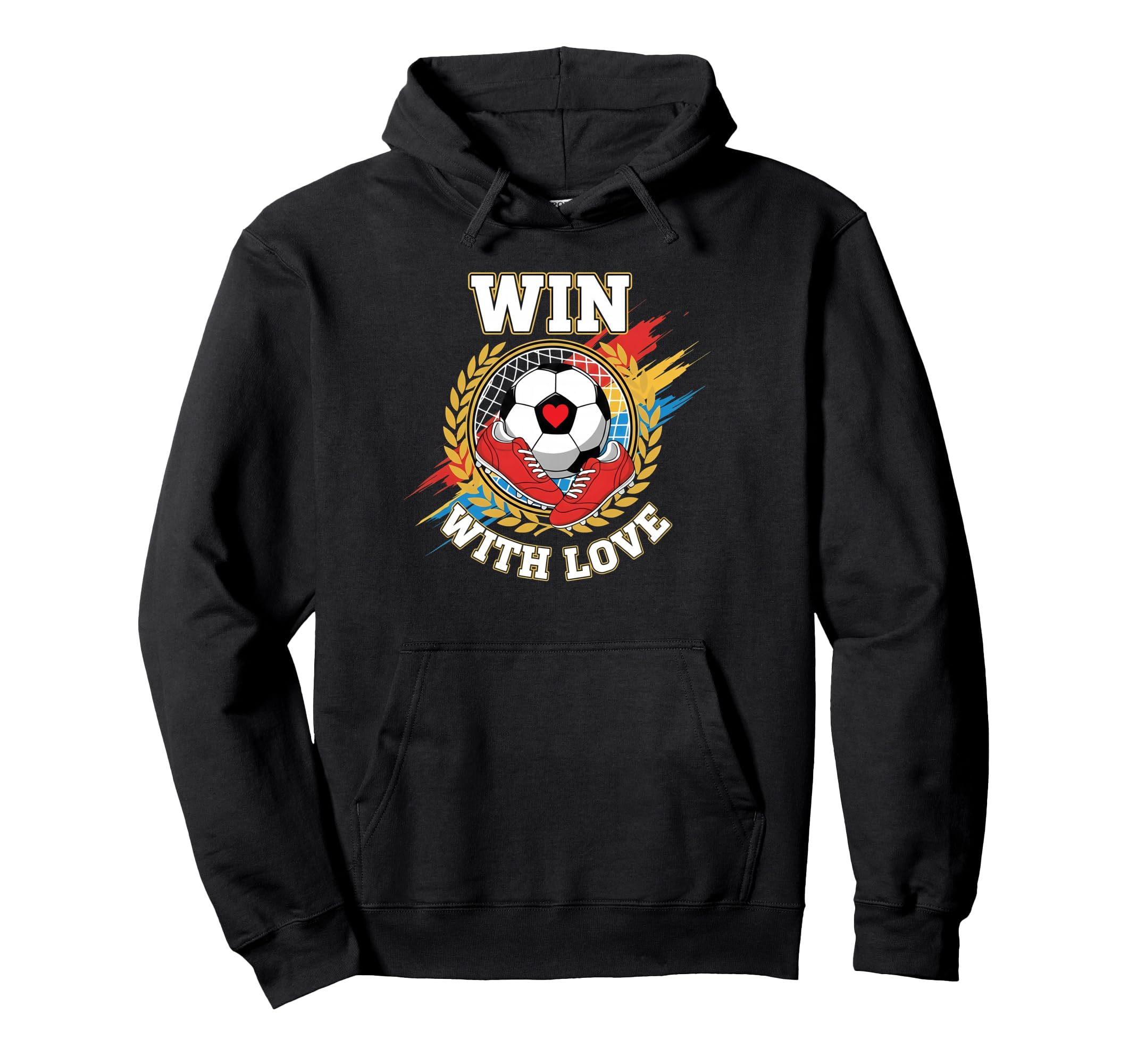 Win Love Soccer Team Spirit Player Hoodie - Graphic Print for Adults - T-Shirt, Sweatshirt, Hoodie