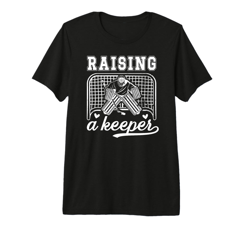 Raising Hockey Keeper Mom Ice Hockey T-Shirt - Minimalist Print for Adults - T-Shirt, Sweatshirt, Hoodie
