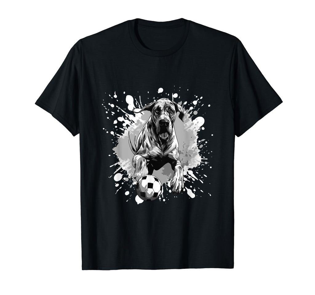 Great Dane Dog Playing Soccer Sports T-Shirt - Casual Everyday Wear Unisex - T-Shirt, Sweatshirt, Hoodie