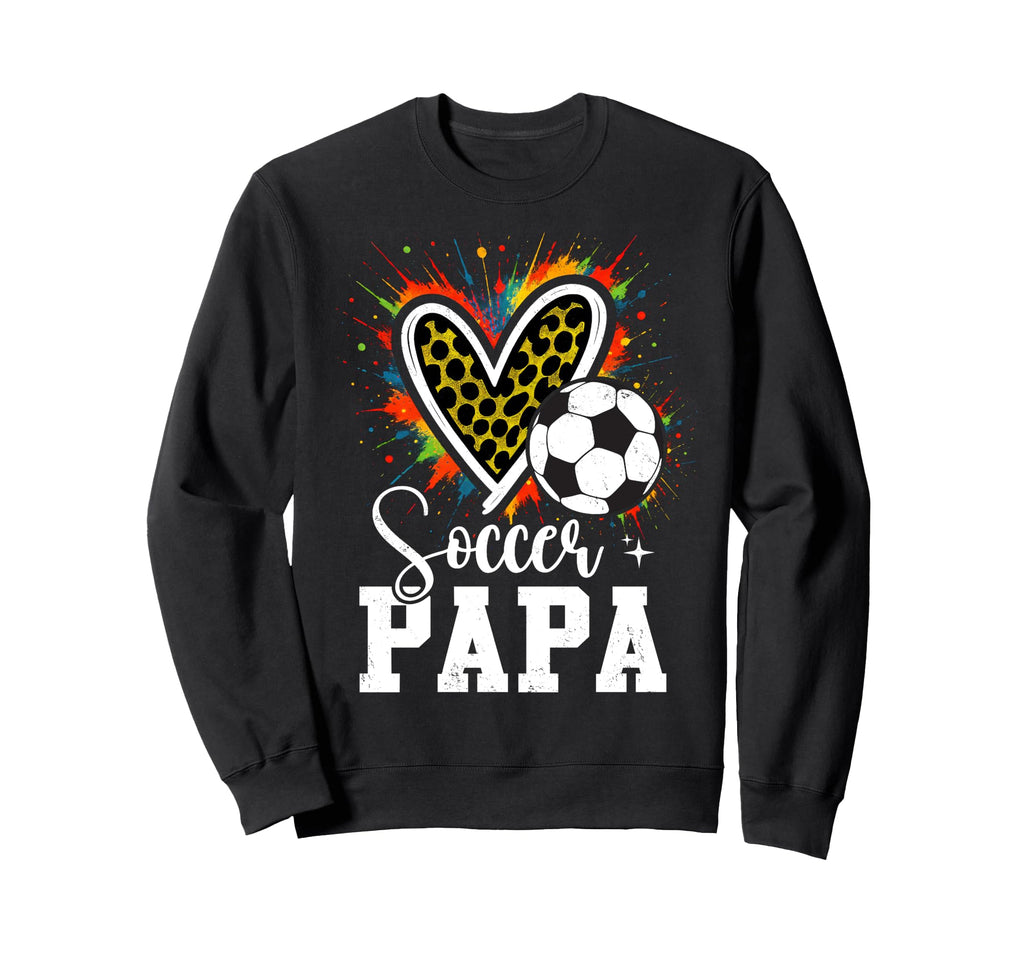 Soccer Papa Leopard Heart Colorful Sweatshirt - Minimalist Print for Adults - T-Shirt, Sweatshirt, Hoodie