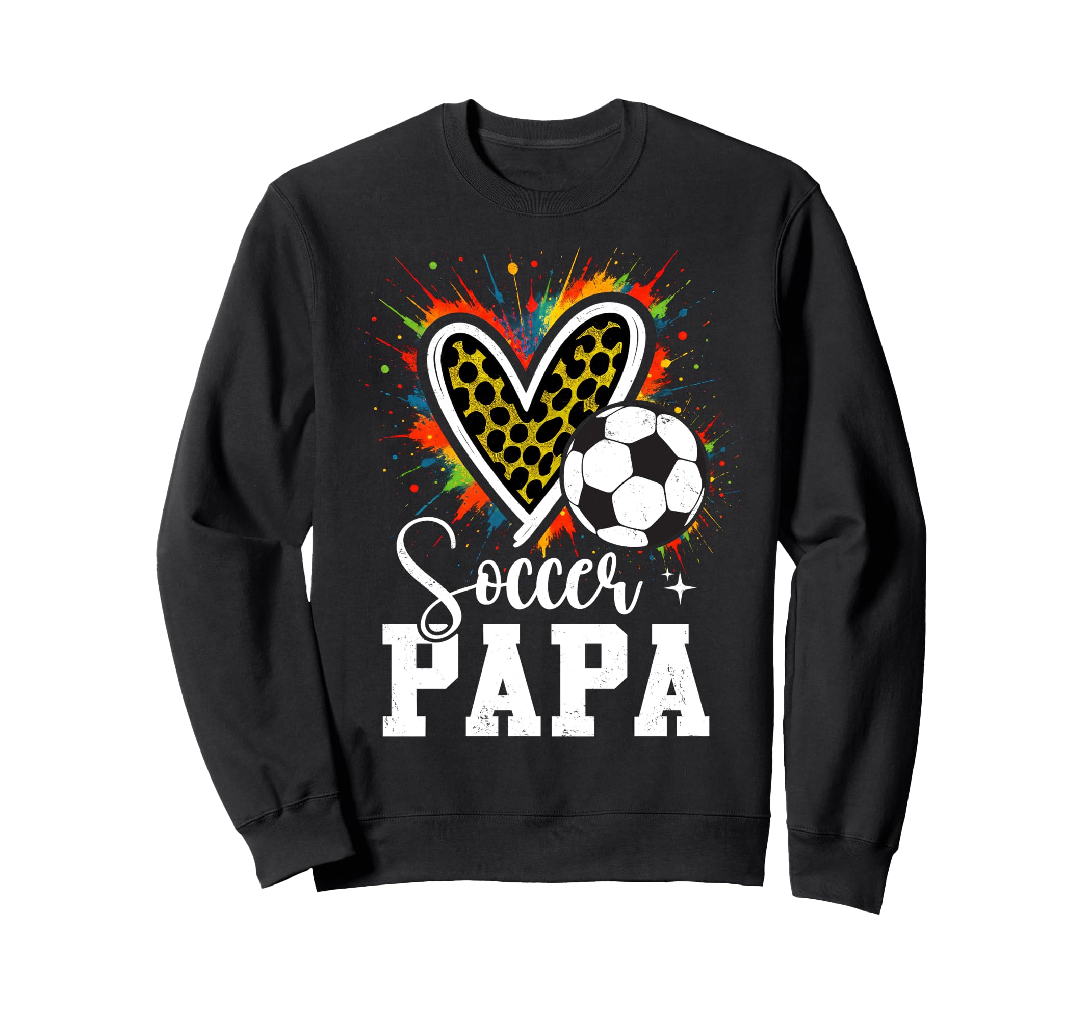 Soccer Papa Leopard Heart Colorful Sweatshirt - Minimalist Print for Adults - T-Shirt, Sweatshirt, Hoodie