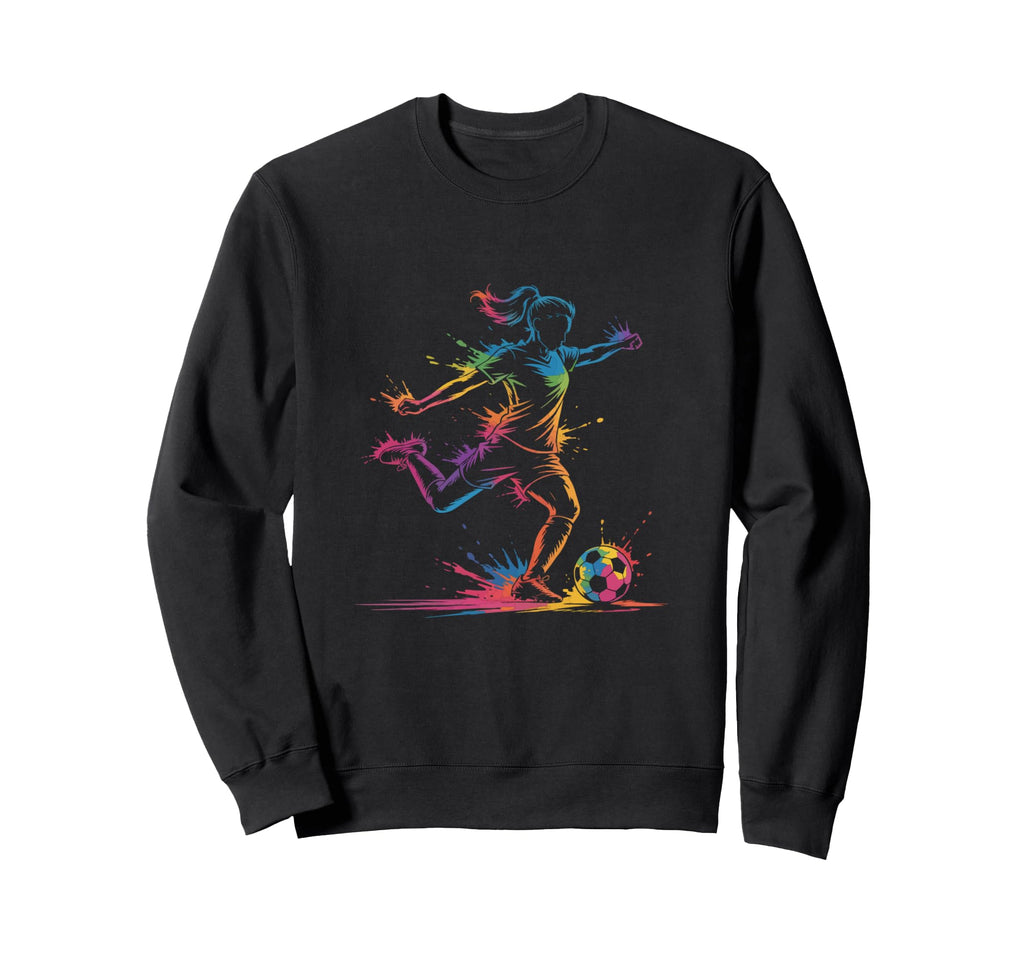 Colorful Neon Soccer Art Splash Sweatshirt - Trendy Graphic for Adults - T-Shirt, Sweatshirt, Hoodie