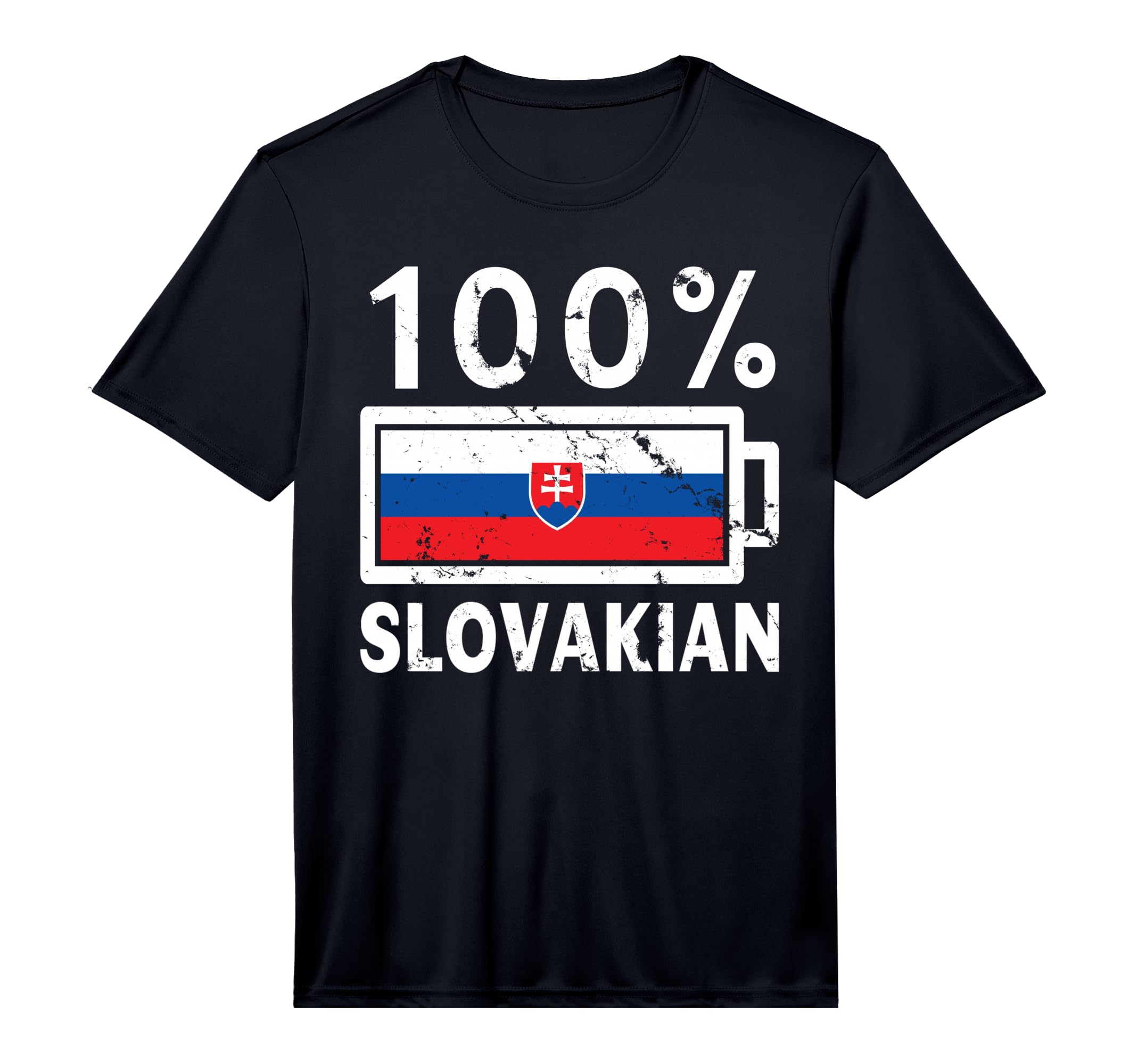 Slovakia Flag 100 Slovakian Battery T-Shirt - Fun Novelty Design Unisex - T-Shirt, Sweatshirt, Hoodie