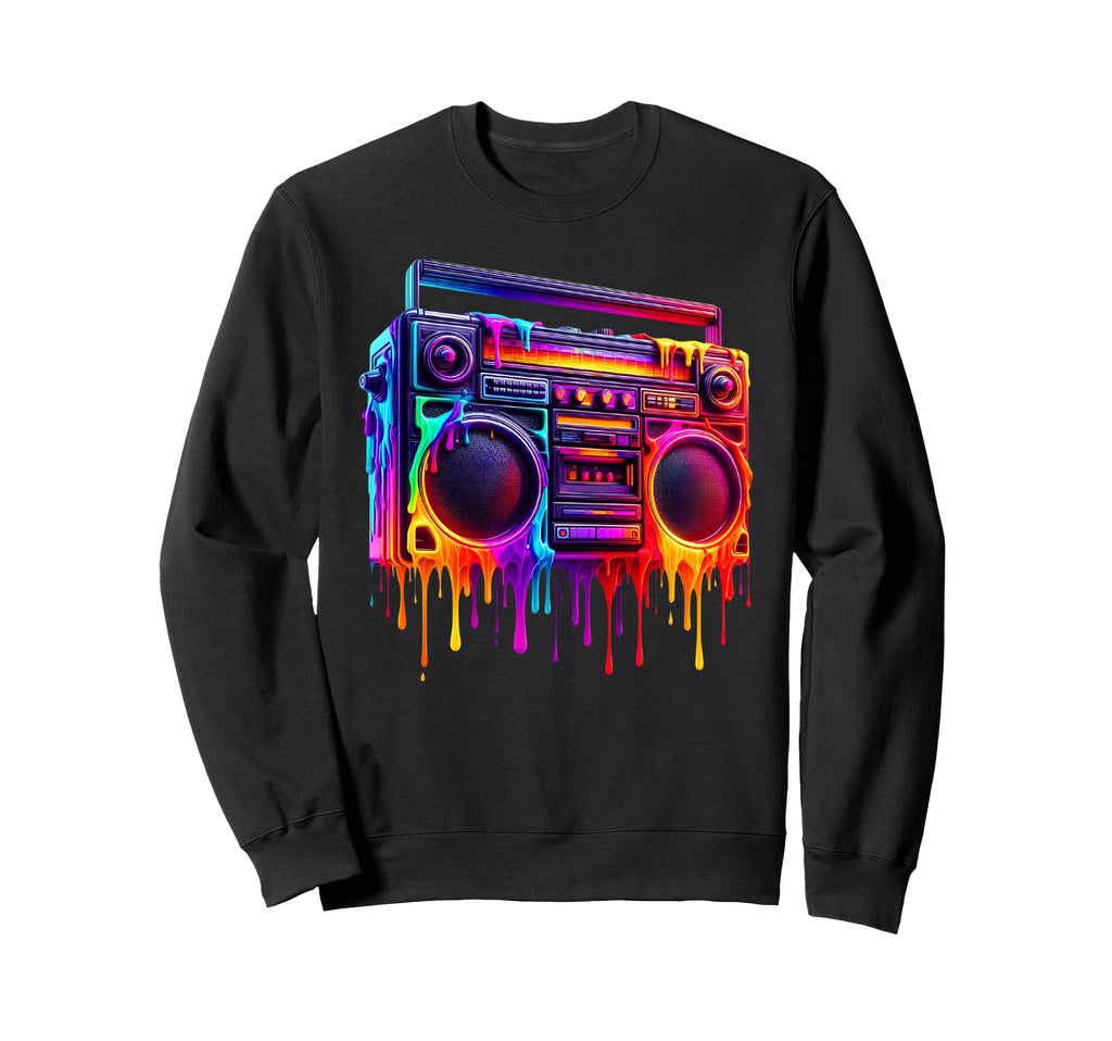 Dripping Paint Boombox Old Sweatshirt - Casual Everyday Wear for Adults - T-Shirt, Sweatshirt, Hoodie