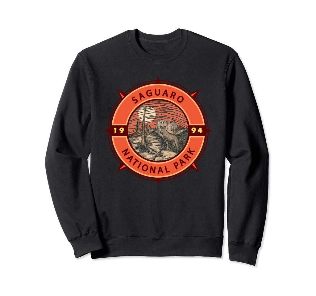 Saguaro National Park Coyote Compass Sweatshirt - Aesthetic Graphic Unisex - T-Shirt, Sweatshirt, Hoodie