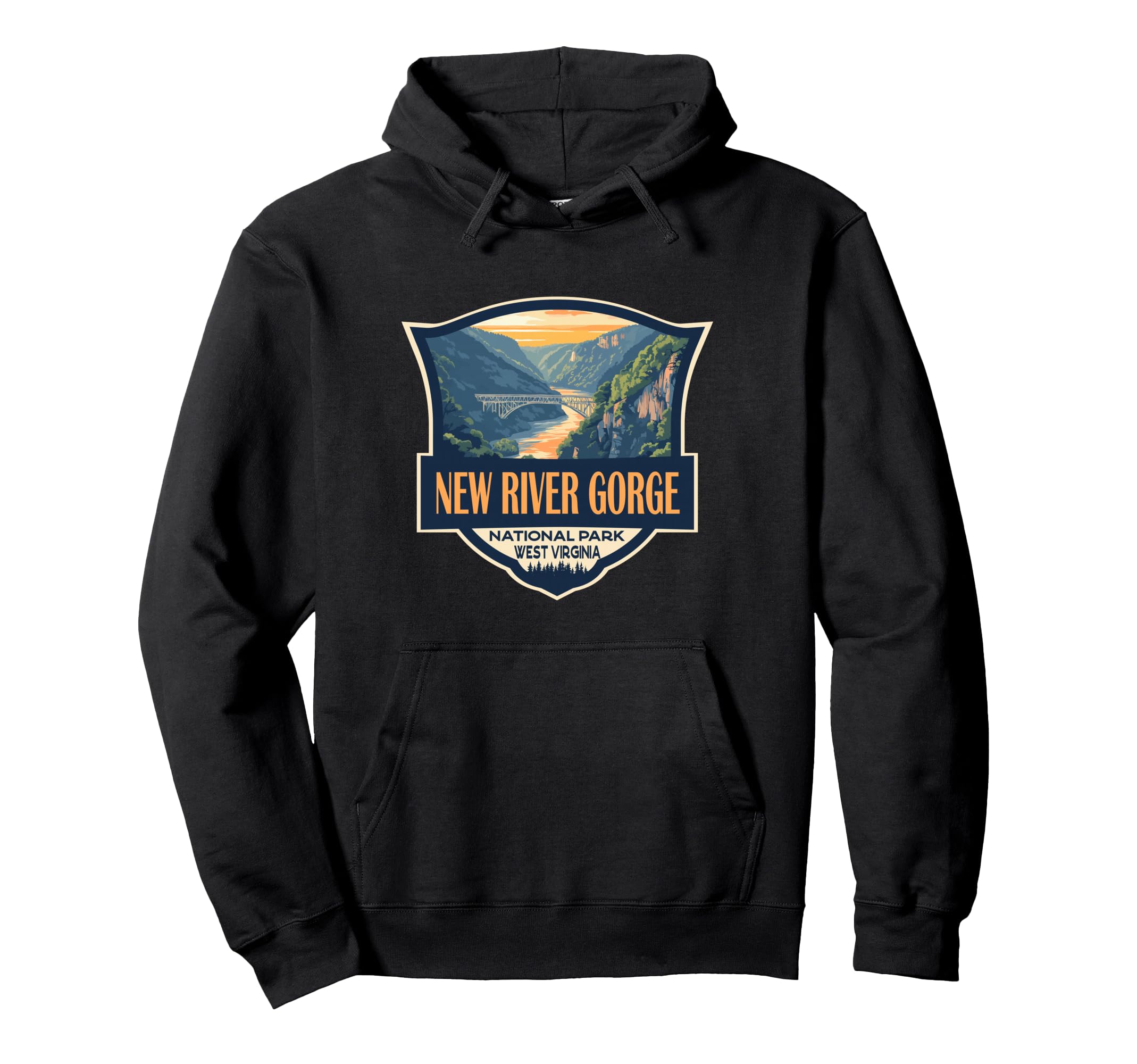 New River Gorge National Park Illustration Hoodie - Trendy Graphic Unisex - T-Shirt, Sweatshirt, Hoodie