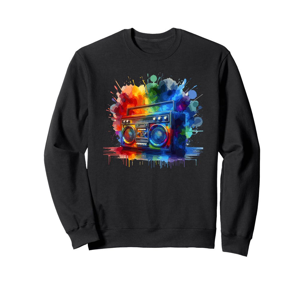 Splash Art Boombox Old School 80S Sweatshirt - Graphic Print for Adults - T-Shirt, Sweatshirt, Hoodie