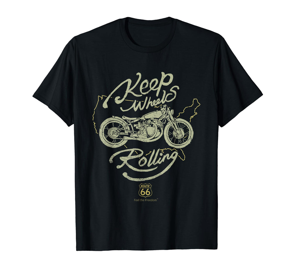 Route 66 Keep Wheels Rolling T-Shirt - Casual Everyday Wear Unisex - T-Shirt, Sweatshirt, Hoodie