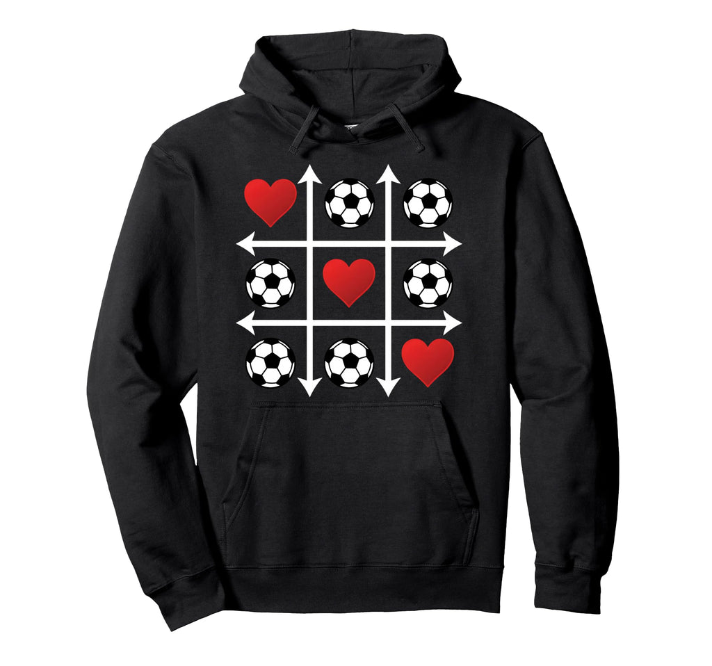Soccer Valentine Heart Tic Tac Toe Hoodie - Fun Novelty Design for Adults - T-Shirt, Sweatshirt, Hoodie