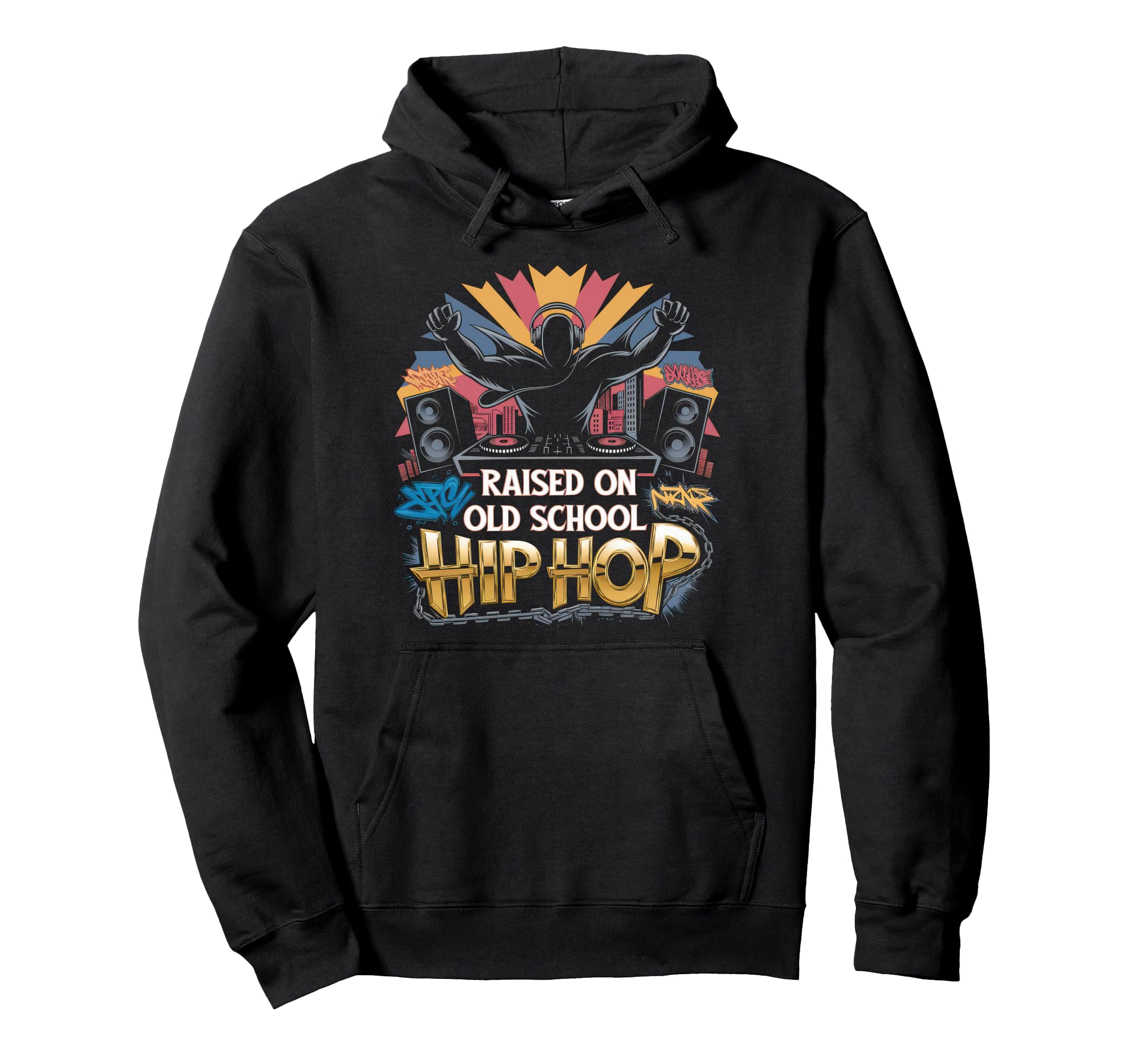 Raised Old School Graffiti Rap Hoodie - Casual Everyday Wear for Adults - T-Shirt, Sweatshirt, Hoodie