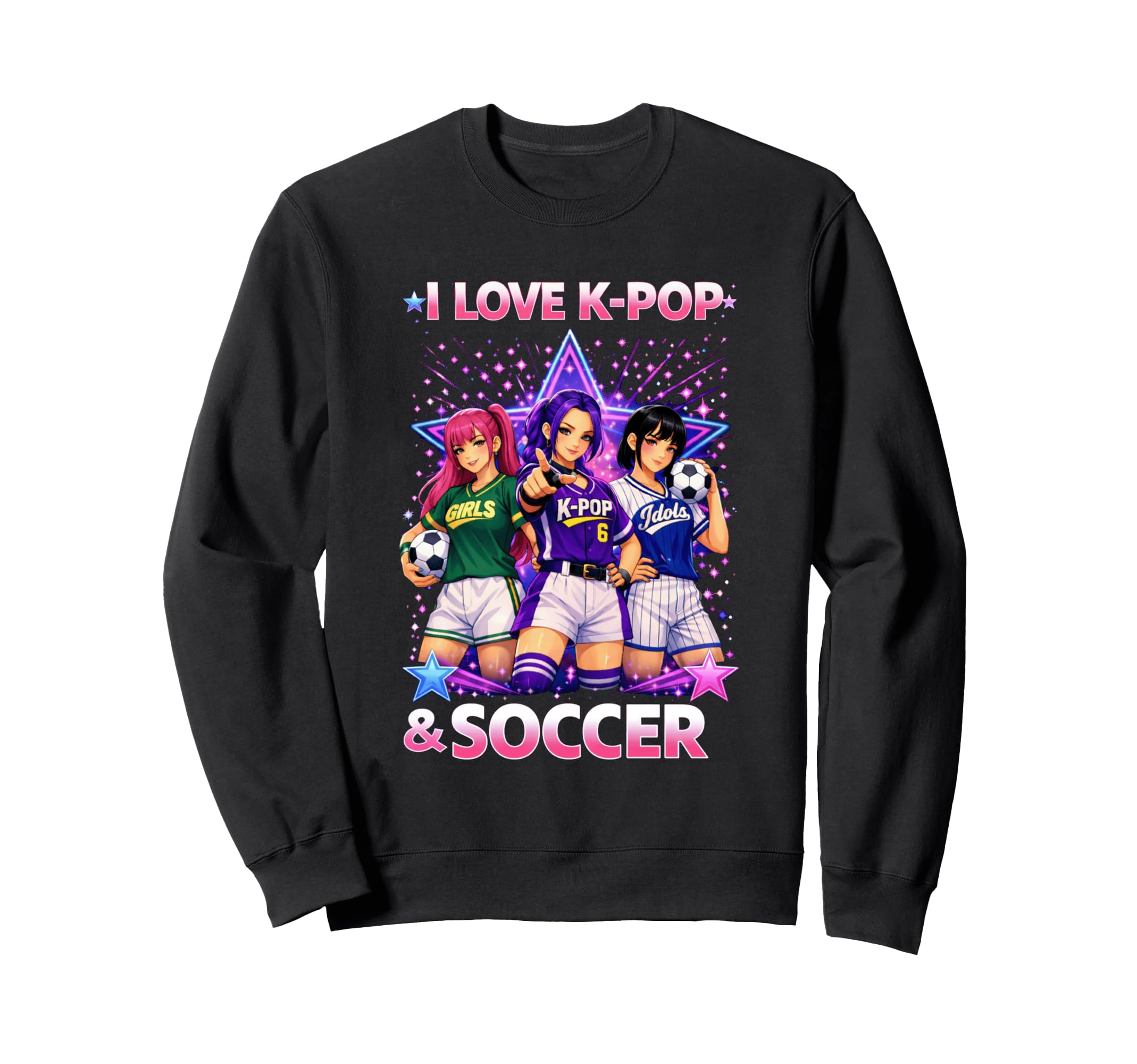I Love K Pop And Soccer Sweatshirt - Aesthetic Graphic for Adults - T-Shirt, Sweatshirt, Hoodie