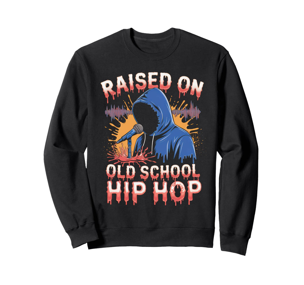 Raised Old School Hip Hop Cassette Sweatshirt - Graphic Print Unisex - T-Shirt, Sweatshirt, Hoodie