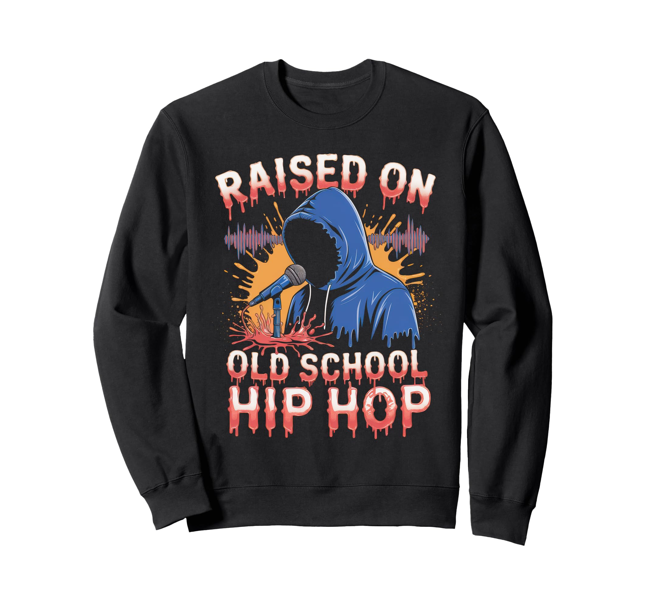 Raised Old School Hip Hop Cassette Sweatshirt - Graphic Print Unisex - T-Shirt, Sweatshirt, Hoodie