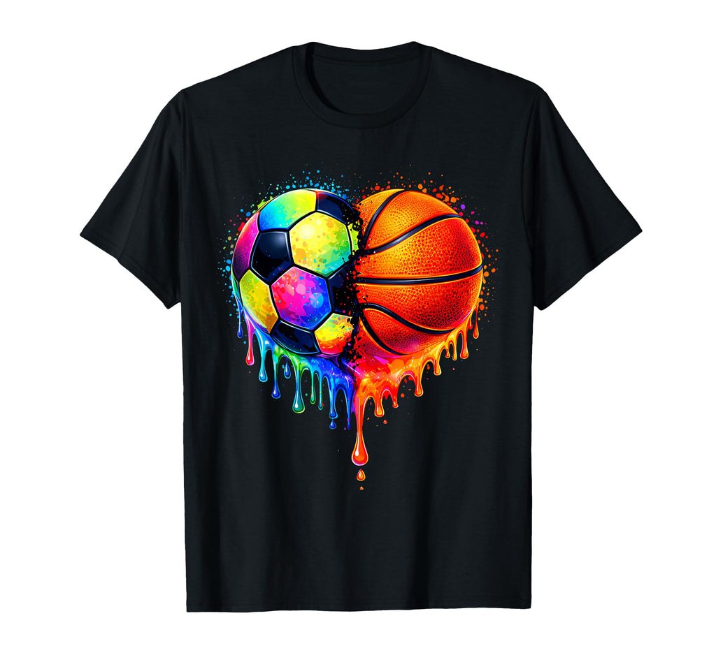 Soccer Basketball Drip Heart Sports T-Shirt - Unique Graphic Unisex - T-Shirt, Sweatshirt, Hoodie