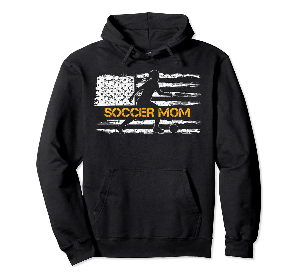 American Flag Proud Soccer Mom Football Hoodie - Novelty Apparel Unisex - T-Shirt, Sweatshirt, Hoodie