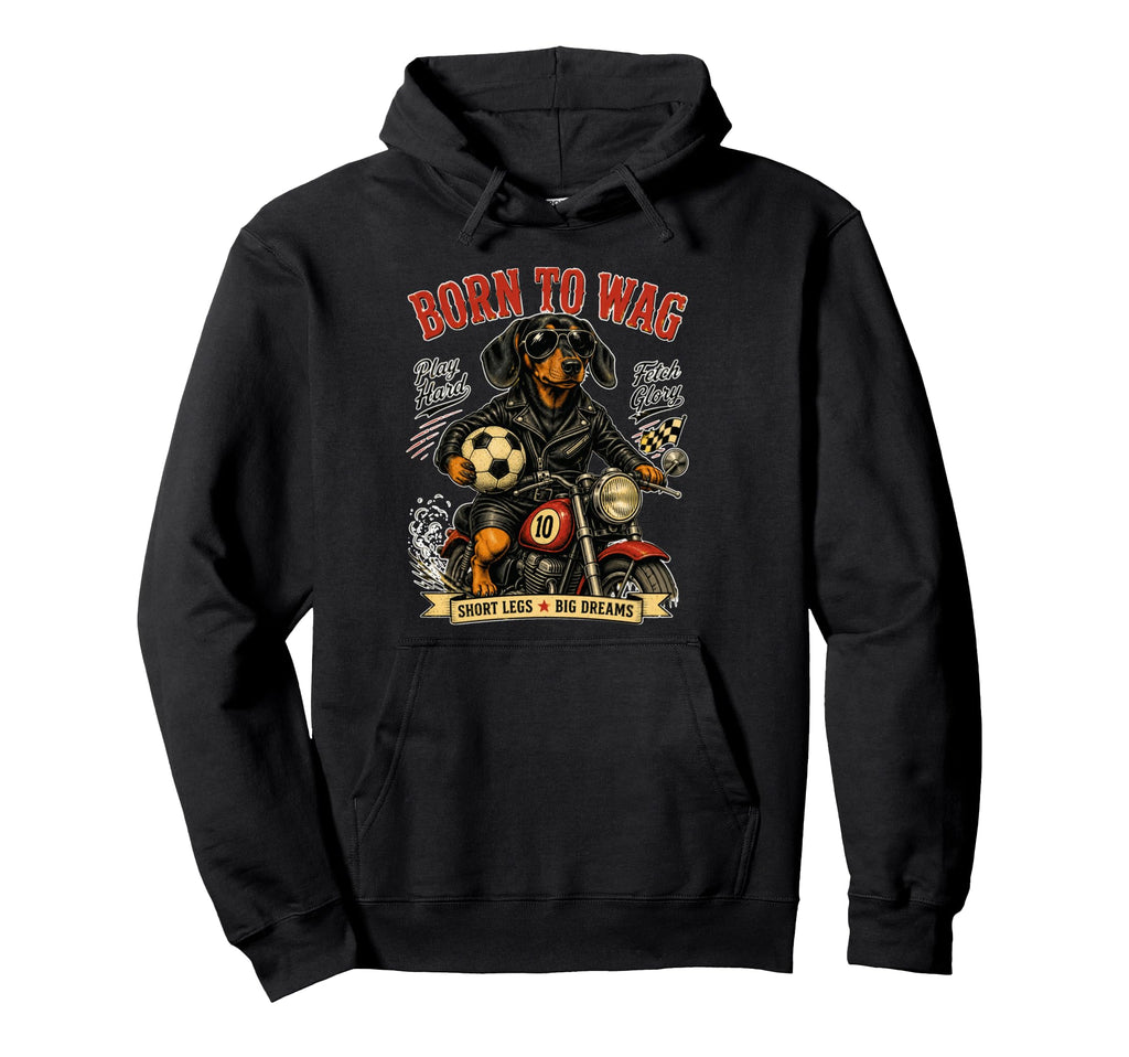 Dachshund Motorbike Love Footbal Hoodie - Streetwear Style for Adults - T-Shirt, Sweatshirt, Hoodie