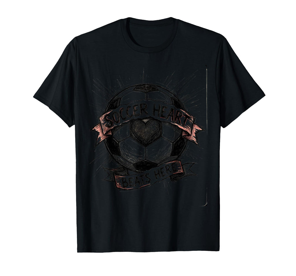 Soccer Heart Beats Here Soccer T-Shirt - Custom Art Print Unisex - T-Shirt, Sweatshirt, Hoodie